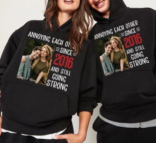 Personalized Couple Hoodie Annoying Each Other Since And Still Going Strong Custom Photo And Year   Gift For Couple  3