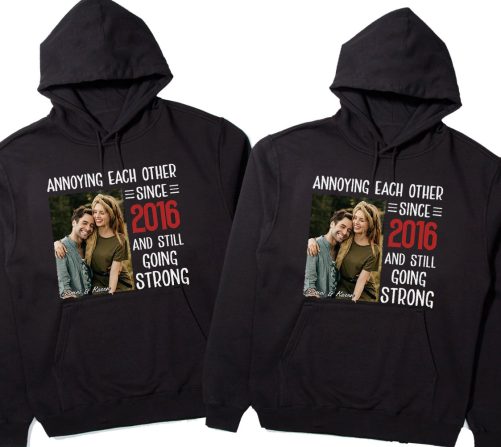 Personalized Couple Hoodie Annoying Each Other Since And Still Going Strong Custom Photo And Year   Gift For Couple  4