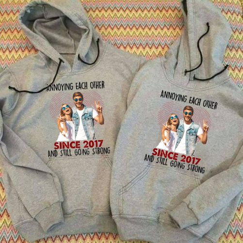 Personalized Couple Hoodie Annoying Each Other Since Custom Photo And Year   Gift For Couple  2