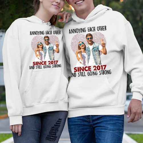 Personalized Couple Hoodie Annoying Each Other Since Custom Photo And Year   Gift For Couple  3