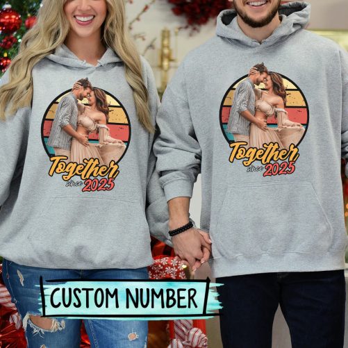 Personalized Couple Hoodie Together Since Custom Name And Photo   Gift For Couple  1