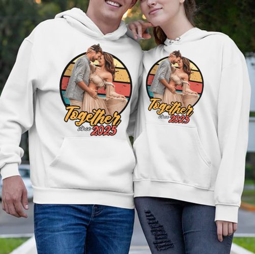 Personalized Couple Hoodie Together Since Custom Name And Photo   Gift For Couple  4