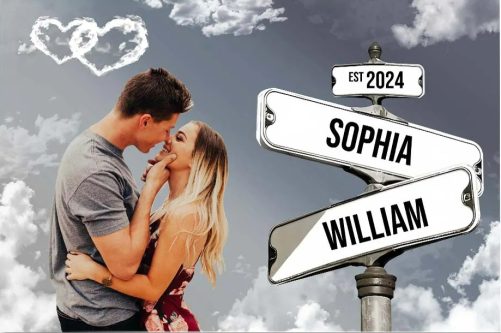 Personalized Couple Street Sign Custom Photo Name And Wedding Date Poster 37282