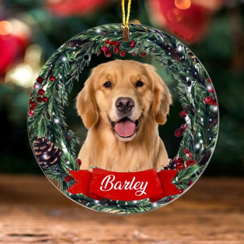 Personalized Dog Photo Christmas Circle Ornament NB191 85O58
