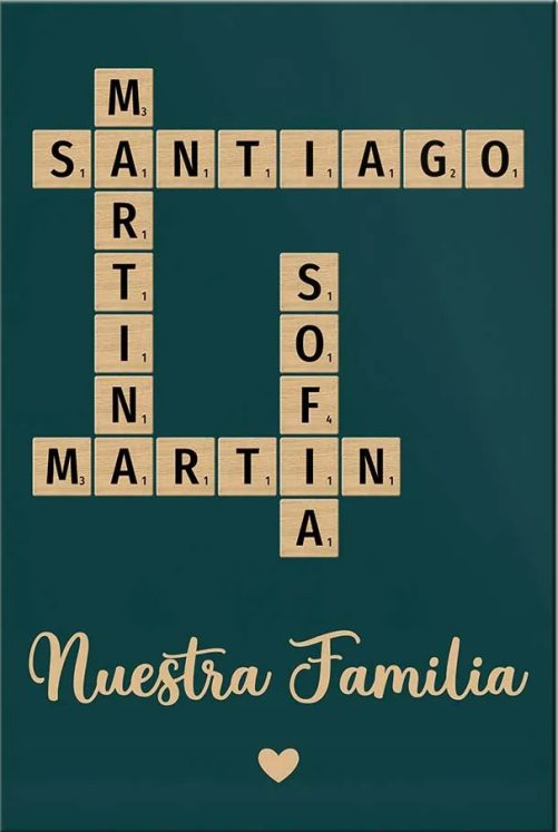 Personalized Family Crossword Art Retro Background Spanish Poster 36150