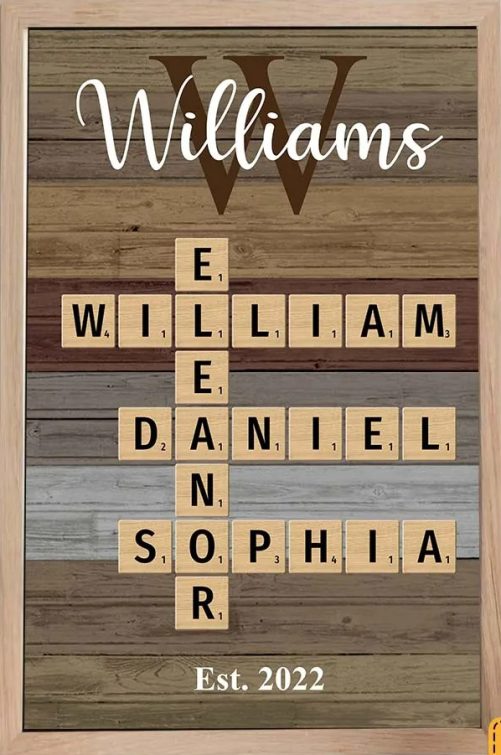 Personalized Family Name Crossword Puzzle Art Poster 36106