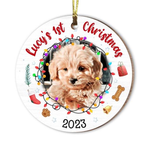 Personalized First Christmas With My Baby Dog Circle Ornament 29220