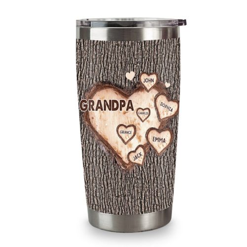 Personalized For Grandpa Nana's Grandpa's Sweethearts Wood Pattern Full Printed Tumbler 33795