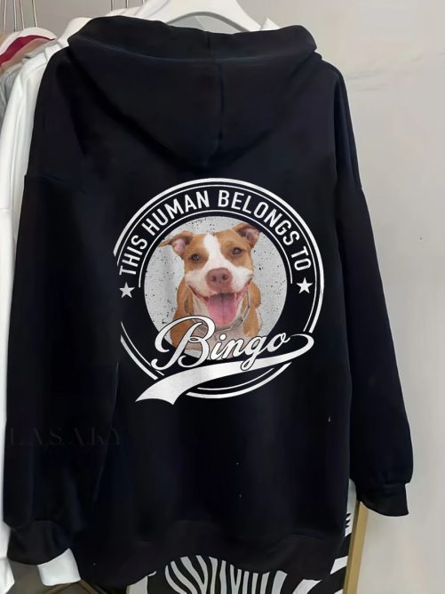 Personalized Funny Hoodie This Human Belongs To Custom Pet's Name Gift For Pet's Lover 3