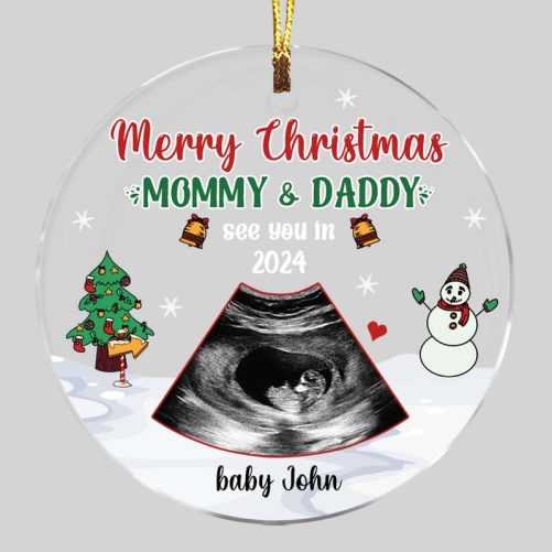 Personalized Gift For Baby Mommy & Daddy See You In Circle Ornament 27829