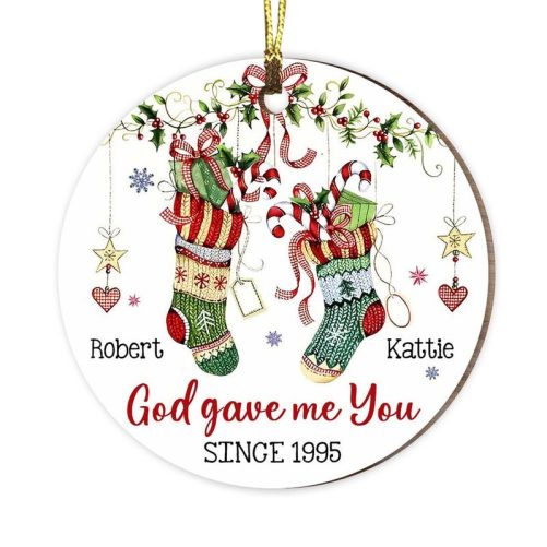 Personalized Gift For Couple God Gave Me You Circle Ornament 29068