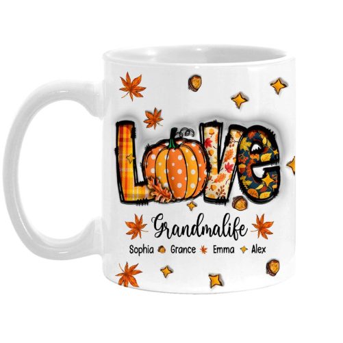 Personalized Gift For Grandma Love Fall Inflated Print Mug 33743