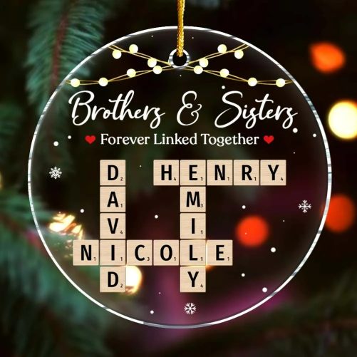 Personalized Gift For Siblings Linked Together Acrylic Circle Ornament 36420