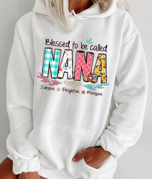 Personalized Grandma Hoodie Blessed To Be Called Custom Title And Kid's Name Gift For Grandma 2