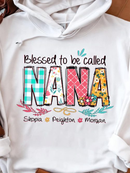 Personalized Grandma Hoodie Blessed To Be Called Custom Title And Kid's Name Gift For Grandma 3