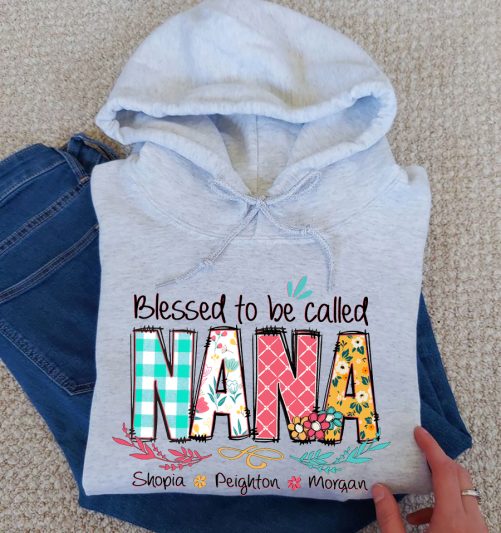 Personalized Grandma Hoodie Blessed To Be Called Custom Title And Kid's Name Gift For Grandma 4