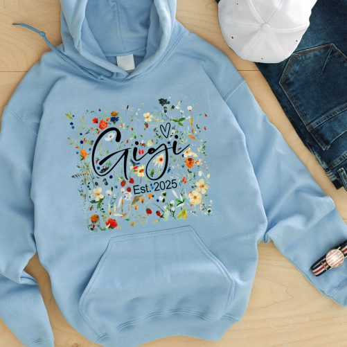 Personalized Grandma Hoodie Gigi Floral Background Custom Title Gift For Grandma 2