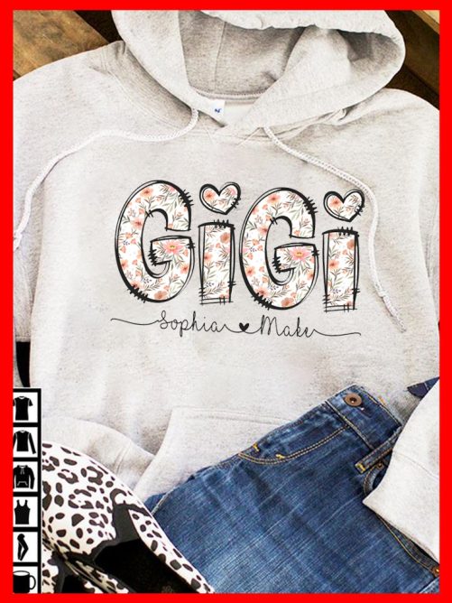 Personalized Grandma Hoodie Gigi Floral Pattern Custom Title and Kid's Name Gift For Grandma 5