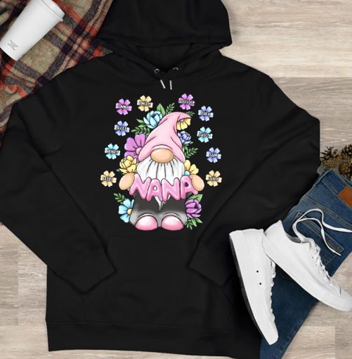 Personalized Grandma Hoodie Gnome With Floral Custom Title And Kid's Name Gift For Grandma 2