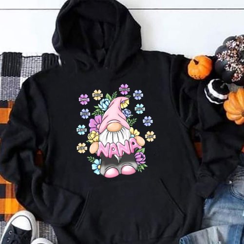 Personalized Grandma Hoodie Gnome With Floral Custom Title And Kid's Name Gift For Grandma 3