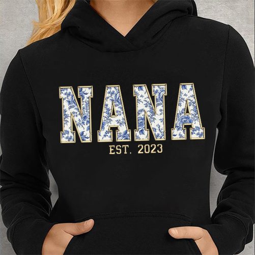 Personalized Grandma Hoodie Grandma Est Floral Pattern Custom Title And Year Gift For Grandma 1