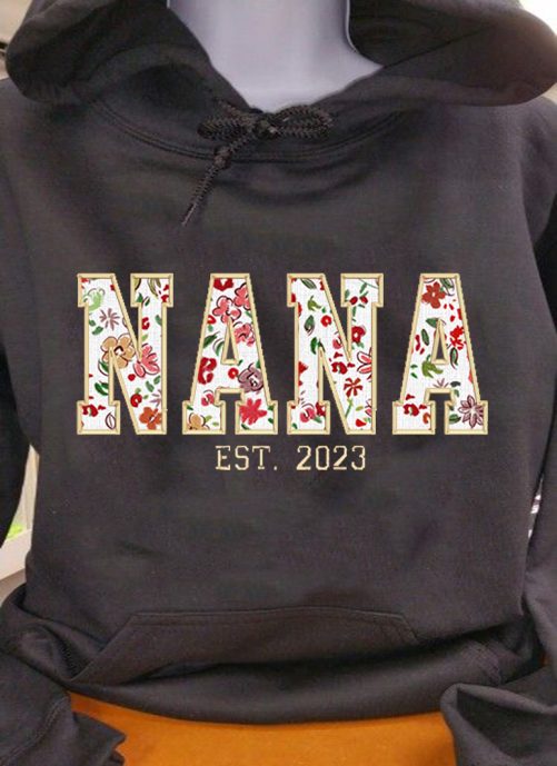 Personalized Grandma Hoodie Grandma Est Floral Pattern Custom Title And Year Gift For Grandma 2