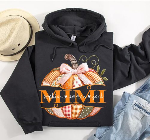 Personalized Grandma Hoodie Pumpkin Design Custom Title And Kid's Name Halloween Gift 1