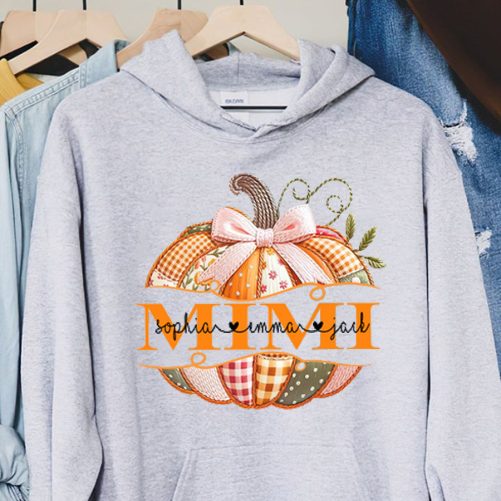 Personalized Grandma Hoodie Pumpkin Design Custom Title And Kid's Name Halloween Gift 3