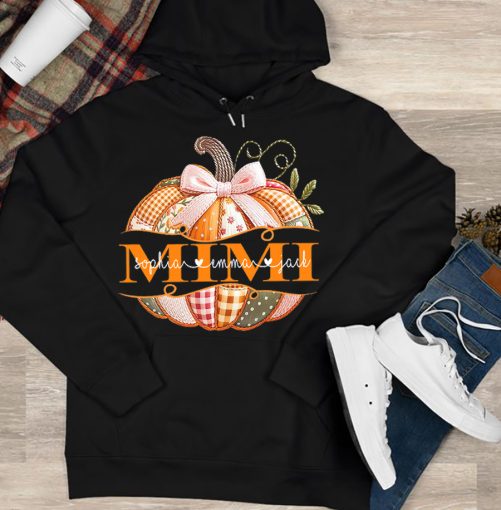 Personalized Grandma Hoodie Pumpkin Design Custom Title And Kid's Name Halloween Gift 4