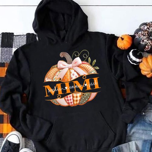 Personalized Grandma Hoodie Pumpkin Design Custom Title And Kid's Name Halloween Gift 5
