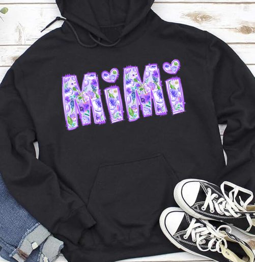 Personalized Grandma Hoodie Purple Flower Pattern Custom Title And Kid's Name Gift For Grandma 2