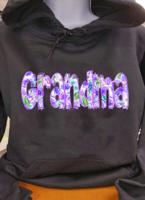 Personalized Grandma Hoodie Purple Flower Pattern Custom Title And Kid's Name Gift For Grandma 3