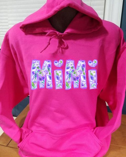Personalized Grandma Hoodie Purple Flower Pattern Custom Title And Kid's Name Gift For Grandma 4