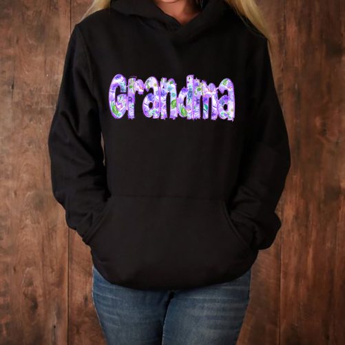 Personalized Grandma Hoodie Purple Flower Pattern Custom Title And Kid's Name Gift For Grandma 5