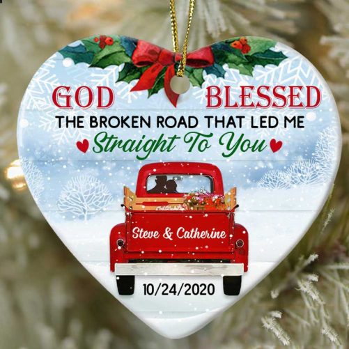 Personalized Love Couple Red Truck Christmas Heart Ornament OB171 87O47