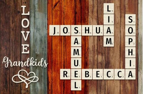 Personalized Love Grandkids Crossword Art   Created In A Moment, Treasured Forever Poster 36219