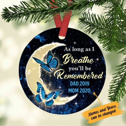 Personalized Memorial Mom Dad Butterfly Moon Ornament SB515 81O47