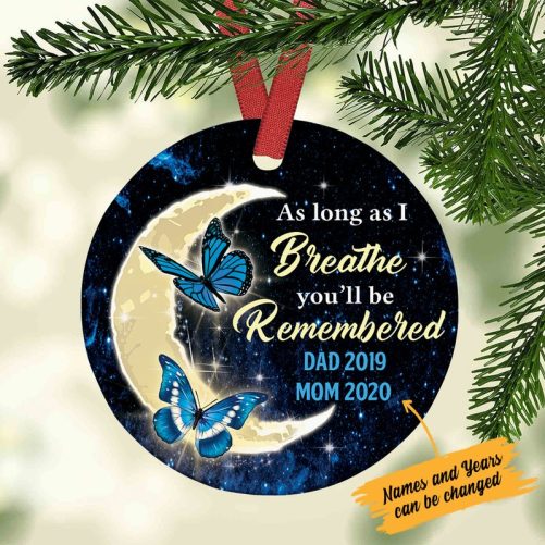 Personalized Memorial Mom Dad Butterfly Moon Ornament SB515 81O47