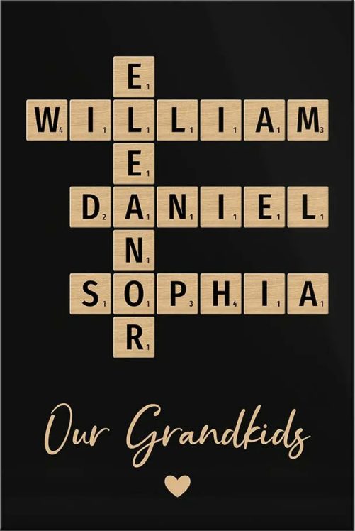 Personalized Our Grandkids Crossword Art   Created In A Moment, Treasured Forever Poster 36109
