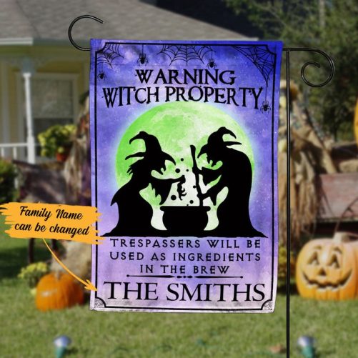 Personalized Witch Halloween Flag