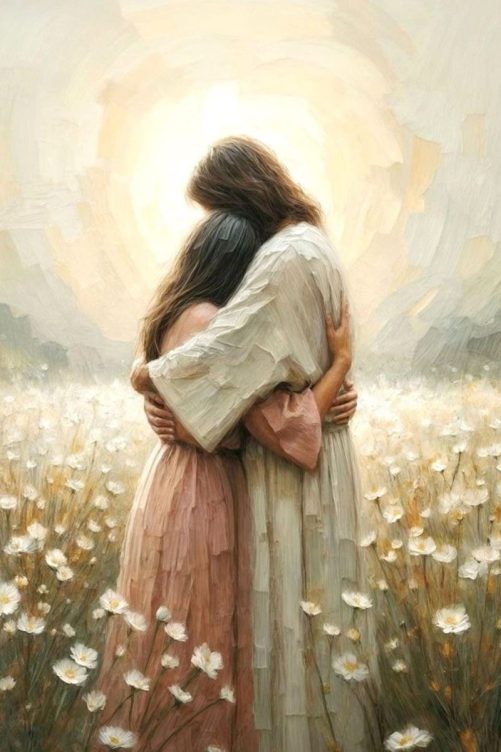 Jesus Hugging Woman