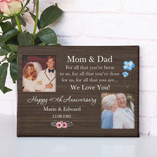 Anniversary Gift For Parents, Then And Now Picture, Anniversary Gift, Gift For Parents Golden Anniversary, Double Picture Print Canvas C364