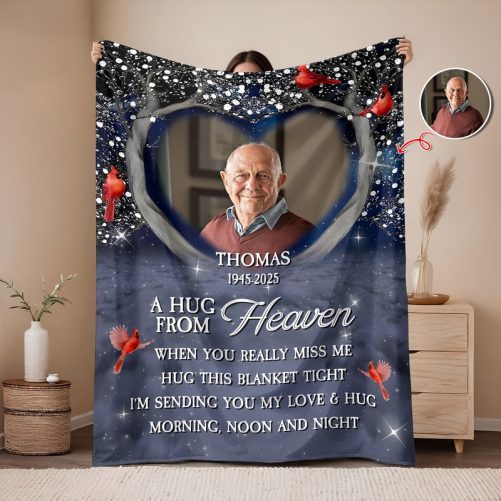 Personalized A Hug From Heaven Custom Photo Memorial Blanket CH07 896454