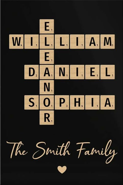 Personalized Family Crossword Art Created In A Moment, Treasured Forever Poster 35982