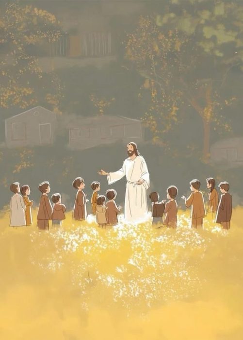 Jesus and children canvas