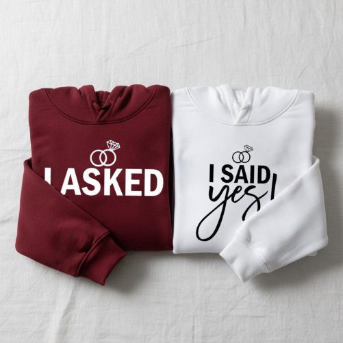 Couple Hoodie I Asked I Said Yes Gift For Couple