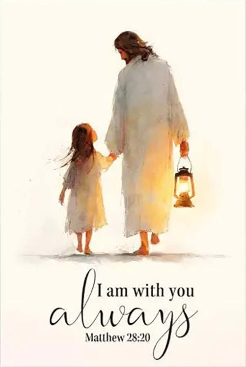Jesus Holding Child’s Hand – I Am With You Always Christian Wall Art Canvas copy
