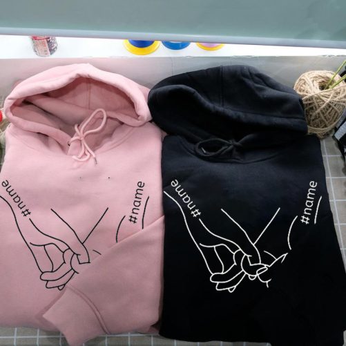 Personalized Couple Hoodie Hand In Hand Custom Name Design Gift For Couple