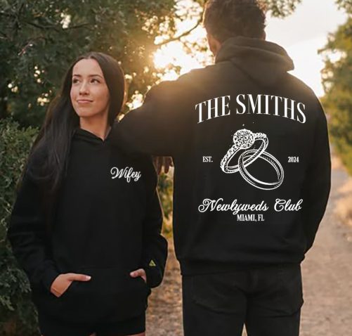 Personalized Couple Hoodie Newlyweds Club Honeymoon Gift For Couple