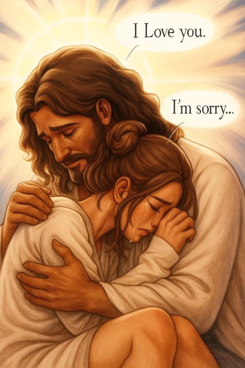 Jesus Hugging Woman Canvas
